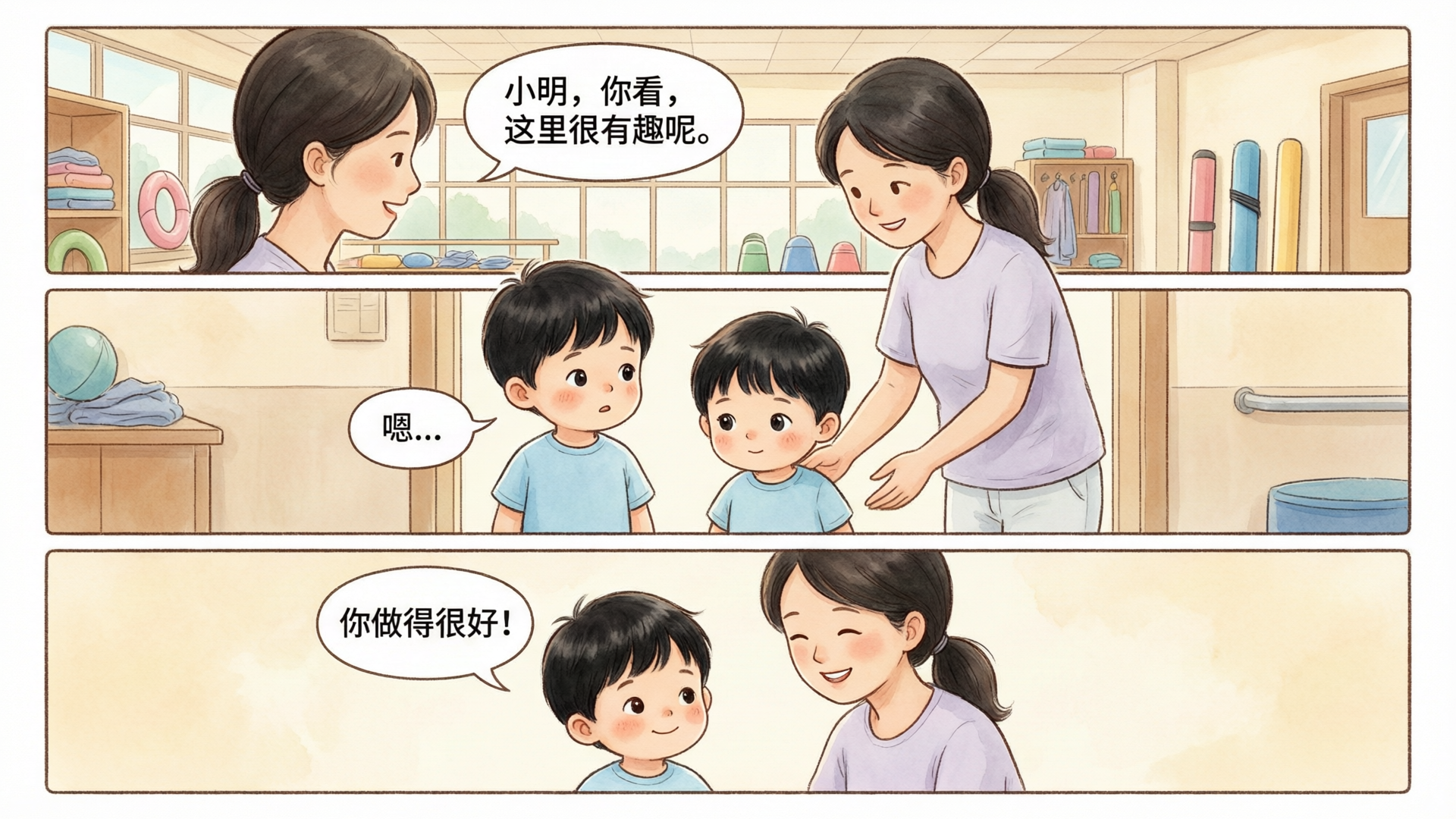 到达游泳课