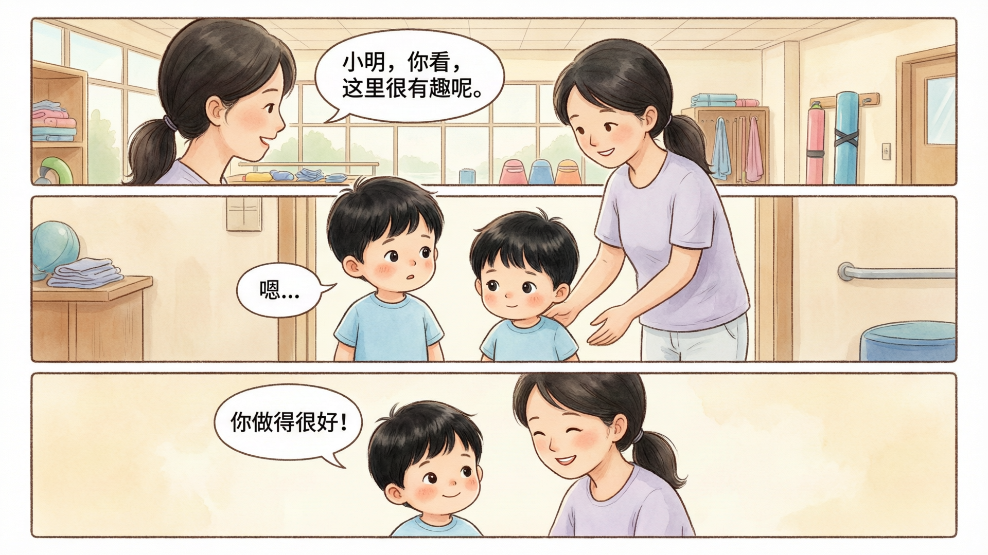 到达游泳课