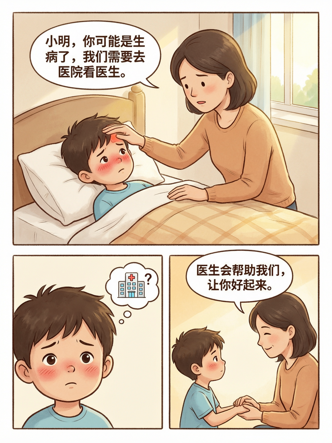 第一页:小明不舒服