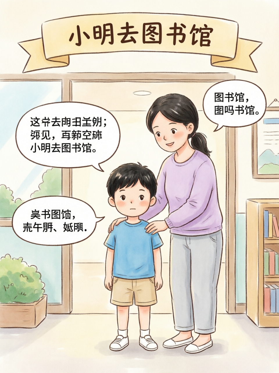 小明去图书馆